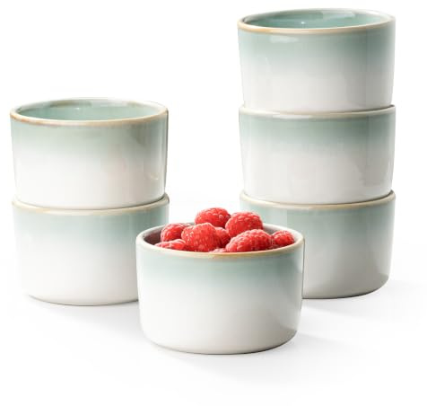 Creme Brulee Skålar blå, 240 ml souffelformar porslinsset – 6 stycken, UNICASA Casserole Dishes Muffins är för ugn mikrovågsugn – blå