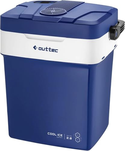 Glaciere Electrique 12v 220v 32L Outtec - glacière électrique Voiture, frigo Camping, glaciere a Compression, Mini glaciere Electrique, refrigerateur Camping Car, glaciere Voiture (Blau)