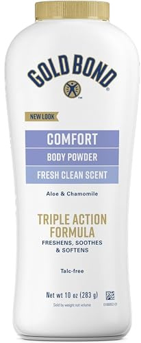 Gold Bond Ultimate Comfort Body Powder, Aloe and Chamomile, 10 Ounce Bottles (Pack of 3), Talc-Free Powder Helps Control Odor, and Absorb Moisture to Prevent Chaffing