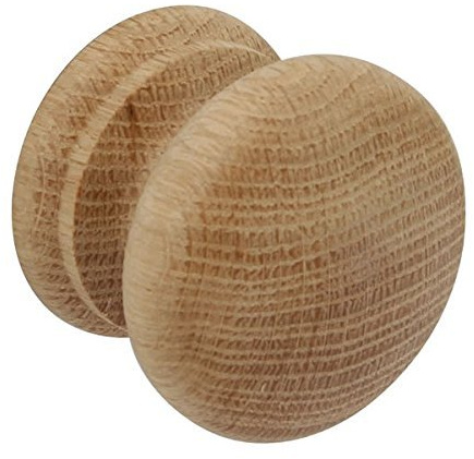 Merriway BH01261 Unlacquered Beech Wood Cupboard & Drawer Knobs, 50mm Diameter, Pre-Drilled - Pack of 10