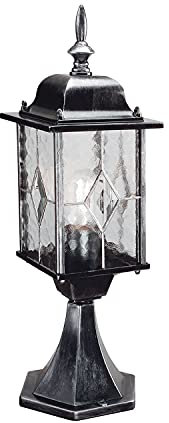 Licht-Erlebnisse Rustikale Außenleuchte Glas Metall 52cm hoch Vintage Design Gartenlampe Wegeleuchte außen THOMPSON