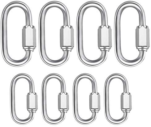 8 Stück 304 Edelstahl Schnellglieder M6 M4 Verriegelung Karabiner Clip Schnellkettenverbinder Heavy Duty D-Form Verriegelungsclips Kletterhaken