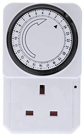 24 Hour Plug-in Timer Socket Set Digital Mains Plug-in Timer Socket 24 Hour Electric Indoor Use Home Sockets for UK Plugs (Pack of 1)