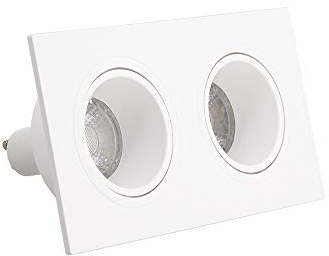 Xanlite SP502TCAB LED Plafond encastrable-Spot 2 têtes GU10 50W 2700K Carré orientable Blanc IP20-SP502TCAB