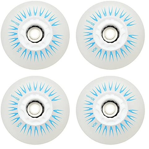 SSCYHT 4 STK. 90A LED Leuchtrolle für Inlineskates 60mm 62mm 64mm 68mm 70mm 72mm 76mm 80mm Inline Skate Leuchtrolle zum Leuchten im Dunkeln ohne Lager,Blau,68mm