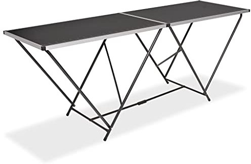 TEWTX7 Tapeziertisch mit W-förmigen Stahlrohrbeinen Klappbar Partytisch Aluminium-Rahmen Multifunktionstisch für Wohndekoration Materialmessung Tischplatte - MDF 200 x 60 x 78 cm
