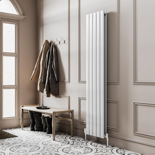 Go Bathrooms Pinta 1600 x 340mm Vertical Radiator Flat Panel Double Column Tall Upright Radiator White Wall Mounted Central Heating Includes Mounting Brackets