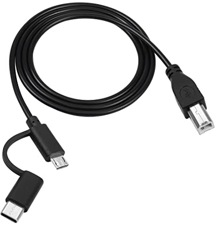 RIIEYOCA USB C Druckerkabel 3.3 ft, 2-in-1 Design, Micro USB zu USB B für Telefon, Computer, Scanner, Elektrische Keyboards, Digital Piano und Mehr