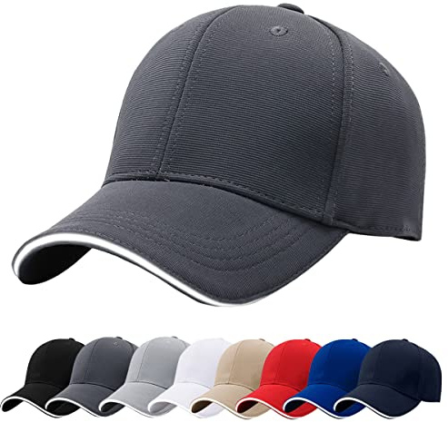 Baynetin Cappello da Baseball Uomo con Visiera, 100% Cotone Tinta Unita Unisex alla Moda Berretto Lavoro, Cappello da Sole Estivo Regolabile e Traspirante, Berretto Sportivo (Grigio Scuro)