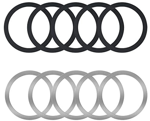 TSLRSA magnetici Senza Fili universali in Metallo con Adesivo - 2 Colori Ultra Sottili Anelli in Metallo compatibili con Caricabatterie Wireless MagSafe per Auto sulla Maggior Parte degli Smartphone