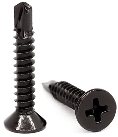 5.5mm x 50mm Black Self Drilling Countersunk Screws Flat Head Carbon Steel Self Tapping Screws for Metal Sheets Roofing Windows (Pack of 50) - X07B 5.5x50_50