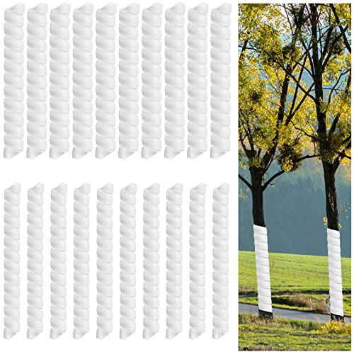 Wesiti Baumwickel aus Kunststoff, spiralförmig, zum Schutz von Rinde, Bäumen, Setzlingen vor Hirsch, Katzen, Nagetieren, Kaninchen, Rasenmäher, Weiß, 20 Stück