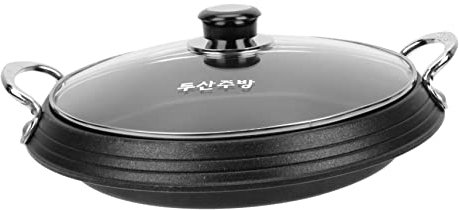 Yardwe Marmite Coréenne Sukiyaki Nabemono Pot de Soupe Ramyun - Casserole pour Cuisson Coréenne, Plaque Chauffante, Poêlon à Oeufs, Fond Plat