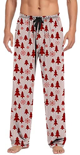 Generisch Long Chequered Sleepwear Men's Trousers Long Pyjama Bottoms Soft Sleep Pants Plaid Loungewear Herren Homewear Loungewear Hose Freizeithose Cotton Comfort Fit Men's Pjs