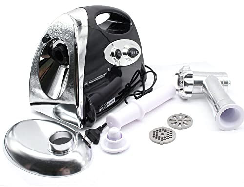 Fleischwolf Elektrisch,(2800W Max) Wurstfüller Multi Küchenmaschine Meat Grinder mit 3 Mahlplatten und Wurstfüllrohren (Schwarz)