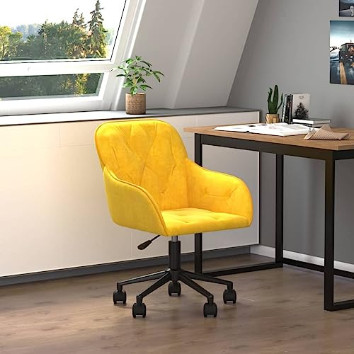 KTHLBRH Bürostuhl Ergonomischer Drehstuhl Computerstuhl Bürostuhl Drehbar Gelb Samt
