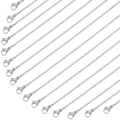 SUNNYCLUE 20pcs 20 Inch/0.5m 2mm 304 Stainless Steel Necklace Chains Bulk Silver Necklace Making Metal Lobster Claw Clasps Cable Chains Necklaces Bulk for jewellery Making Chain Supply Women Adult