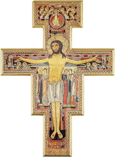 IL SOLE CROCEFISSO SAN DAMIANO BORDO ORO SPESSORE 1,2 CENTIMETRI MADE IN ASSISI (41x30 cm)