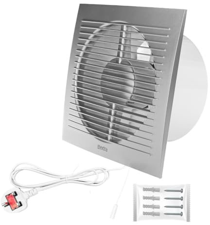 H&C VENT Ø 100mm Badlüfter mit Stecker mit Schalter -1,5m │ Bad Ventilator IPX4 15W 100m³/h 32dB │ Abluftventilator Für Badezimmer Küche Garage Gewächshaus Growzelt WC Fan│ Lüfter Wand Decke Fenster