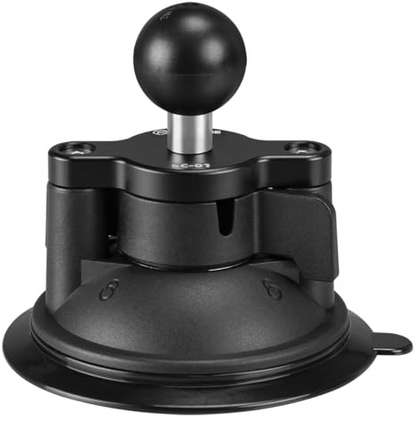 FANAUE Base de Ventosa de Bloqueo Giratorio de Montaje con 1 Pulgada Cabeza esférica Adaptador Compatible con RAM Mount Twist Lock Base B tamaño Brazo de Doble Enchufe y Moto Soporte para teléfono