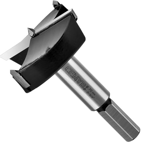 Broca Forstner de carburo de 70mm 2-3/4 pulgadas, 2.0 mm de grosor de carburo YG8, kits de herramientas de corte de bisagra para madera, madera contrachapada y plástico CENYB