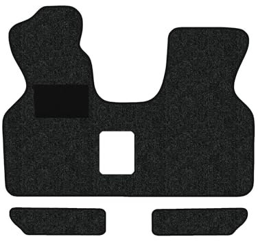 Fußmatten passend für VW T4 Typ 70, 7D 3-Sitzer Automatikgetriebe (Baujahr 1990-2003), Robust anthrazit | 1-TLG + 2 Trittstufenmatten | Umrandung braun