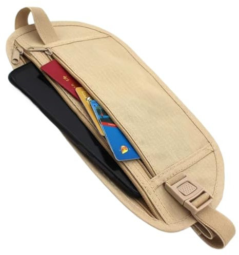 ZUWIJEQ 1pcs Riñonera Deportiva de Seguridad Antirrobo, Cinturones de Dinero Ocultos y Ajustable, Ideal para Viajes con Pasaporte y Dinero en Efectivo, Impermeable