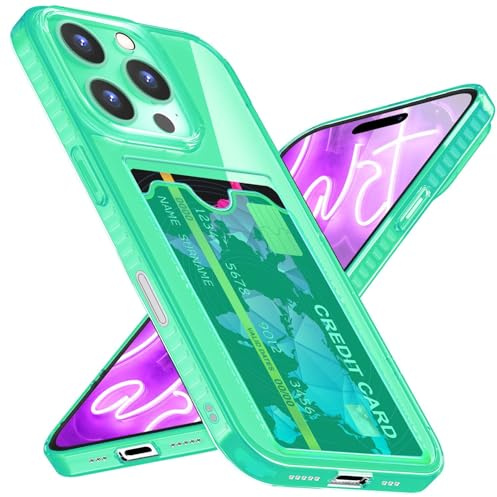 NALIA Neon Silikonhülle für iPhone 16 Pro - Hülle, Türkis | Air-Cushion Ecken, Erhöhter Rand schützt Display, Vertiefte Linsenausschnitte, Semi-transparentes TPU, Farbstabil