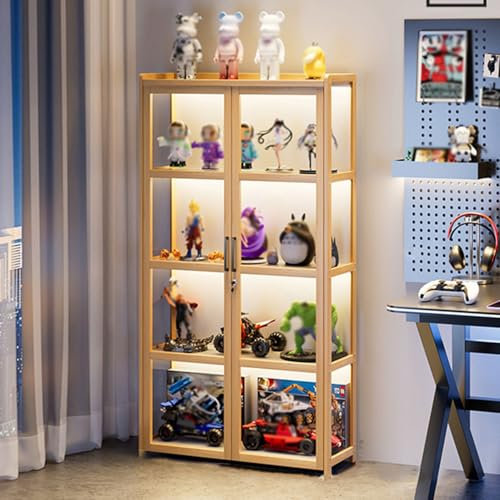 EFGETD Kuriositätenvitrine mit Doppeltüren aus Acryl, Vitrine Ecke mit Schloss für Sammlerstücke, Transparente Figurenvitrine(Weiß,5 Floor 80cm)