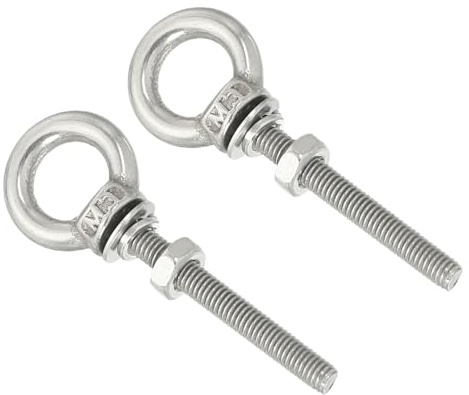 QUARKZMAN 2 Set M3 1/8x0.98 Bulloni Ad Occhiello in Acciaio Inossidabile | Vite Filettata Anello Ad Occhiello con Spalla, con Dadi Rondelle, per Sollevamento e Sospensione