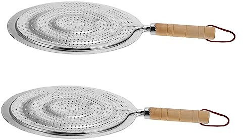 PAMINGONO 2pièces Plaque De Diffuseur De Chaleur Poignée Bois Dessous De Plat Isolant Thermique pour Table De Cuisson Et Protection Anti-brûlure