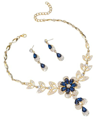 TTPSRY Conjunto Joyería Floral Collar Pendientes Cristales Brillantes Adornos Elegantes Accesorios Mujer Ceremonia