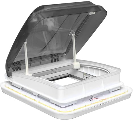 Ventana for caravana, claraboya LED for RV, persianas y mosquiteras, tragaluz for caravana, remolque, ventilación de techo,Mantiene la RV fresca