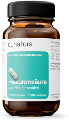 Hyaluronsäure Kapseln - 400mg pro Kapsel - 56 vegane Kapseln in Glasflasche - 8 Wochen Vorrat - Alternative zu Selen