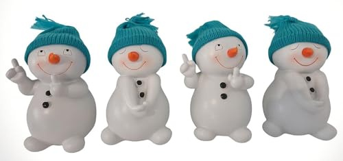 Geschenkestadl 4 Stück Schneemann Figuren türkis 15cm Weihnachten Deko Dekofigur Winterdeko Weihnachtsdekoration