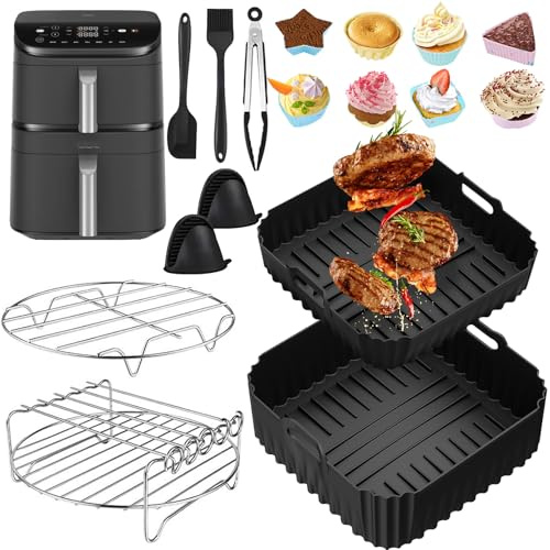 Molde de silicona Air Fryer, Accesorios Air Fryer para COSORI Turbo Tower Pro 10,8 L doble pila (6,5L&4,3L), COSORI Air Fryer Accesorios para COSORI Turbo Tower Pro Smart CAF-DC112-ADE & CAF-DC113S