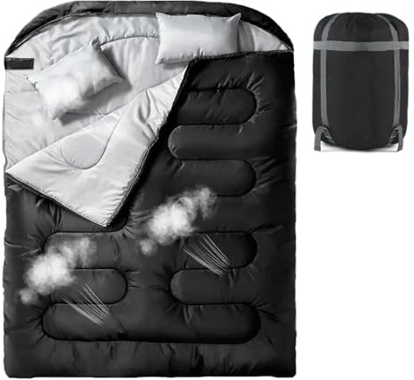 Schlafsack | Doppelschlafsack für Erwachsene | Ausrüstung und für Damen und Herren Wandern Outdoor Sommer Winter kaltes Wetter warm