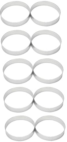 Zicojia Moules de Circulaires de 10 Pièces avec Trous, Aux Fruits de 10 cm en Acier Inoxydable et Anneaux de Gâteau pour Les Boulangers