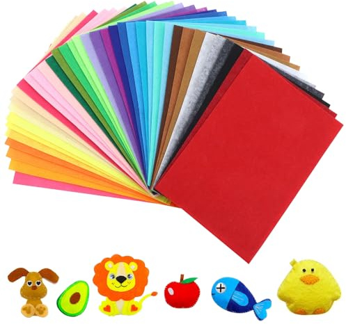 40 Farben Bastelfilz, Polyester Filz zum Basteln 20 x 30 cm Bunte Filzplatten 1mm Filzstoff Felt Fabric mit Bunter für DIY-Projekte Handwerk Nähen Projekte Patchwork Decoration
