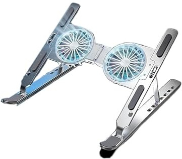 Soporte de escritorio ajustable for ordenador portátil, Compatible con aleación de aluminio de 17 pulgadas, soporte de disipación de calor plegable refrigerado por aire con luz(Cooling Star Silver)