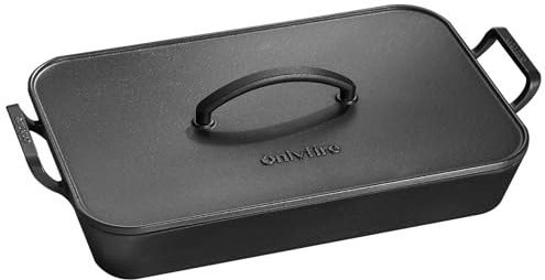 Onlyfire Large Cast Iron Dutch Oven with Lid, 49 * 26.5 * 7 CM