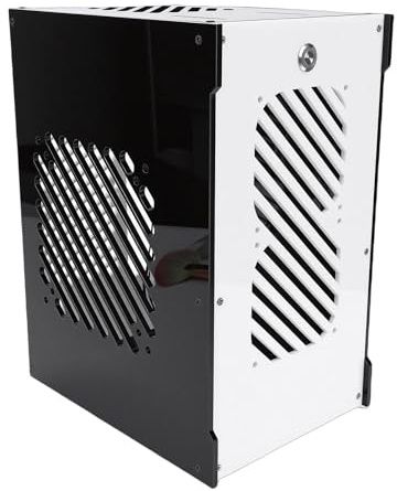 Luocute Caja Pequeña para PC, Caja Compacta ITX de 10,5 L con Refrigeración Hueca Abierta de 360 ​​Grados para Suministro SFX SFX L y SSD de 4 X 2,5 Pulgadas, Panel Acrílico Transparente
