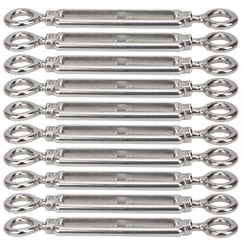 BRRNOO Tenditori Per Cavi Filo, Gancio Tenditore E Tenditore Fibbia Turno A Occhio Corda In Acciaio Inossidabile M6 10 Pezzi Filo Occhio E Per Vela Parasole
