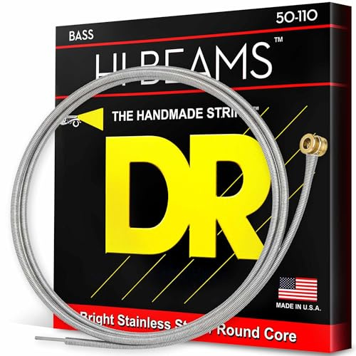 DR Strings Hi-Beam ER-50 – E-Bass Heavy 50-110 | Round Core, Edelstahl, Brillanter Klang, Viel Sustain, Made in USA