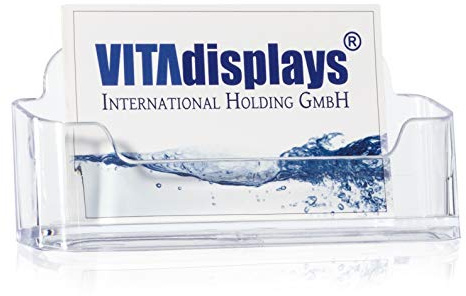 VITAdisplays® 10er-Pack Visitenkartenhalter/Visitenkartenständer/Querformat, Transparent (10×NE-095)