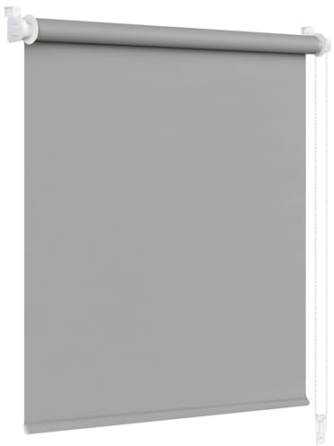 Victoria M. Klemmfix Verdunkelungsrollo ohne Bohren Rollo Seitenzugrollo Verdunkelung für Fenster und Türen, 100 x 230 cm, Grau