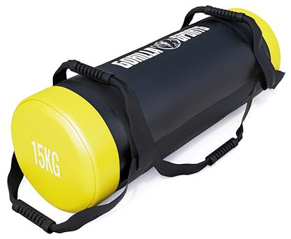 GORILLA SPORTS® Fitness Power Bag - 5/10/15/20/25/30 kg, rutschfeste Griffe, Gefüllt, Kunstleder - Gewichtssack, Sandbag, Corebag, Sandsäcke, Gewichte für Training, Workout, Crossfit, Gym