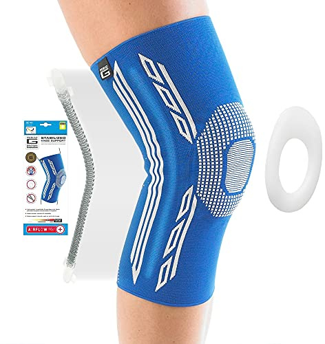 Neo-G Knee Support Brace with Silicone Patella Cushion and Spiral Stays for Joint Pain Relief Knee Injury Meniscus Tear Sprains Runners Knee - Knee Compression Sleeve - Airflow Plus - L
