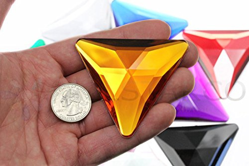Allstarco 68mm Orange Hyacinth H125 Flat Back Extra LargeTriangle Cosplay Gems Acrylic Big Rhinestones Plastic Jewels For Crafts Embelishments - 2 Pieces