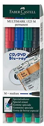 Faber-Castell CD-Marker MULTIMARK, wasserfest, Strichst„rke: ca. 1 mm, 4 Farben, Etui